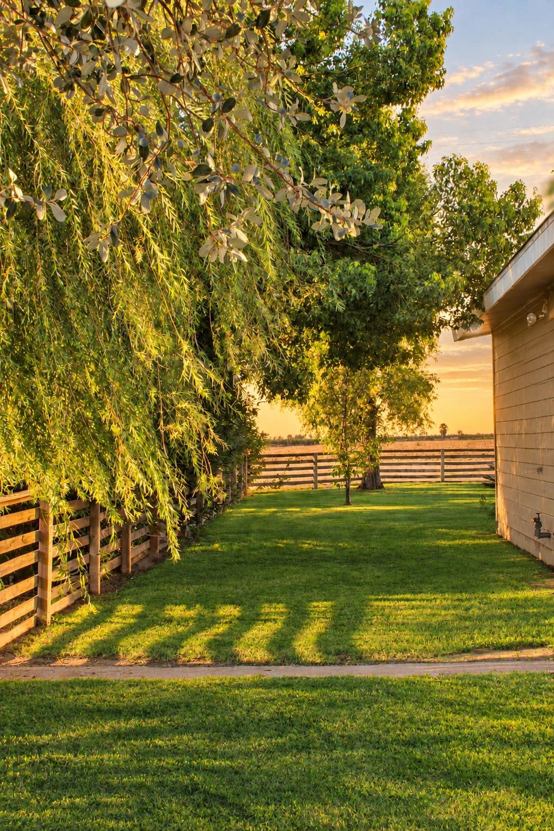 Willow row at sunset