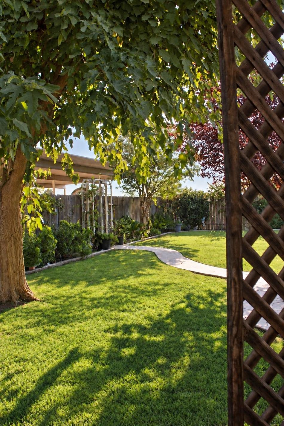 Lattice arbor and lawn