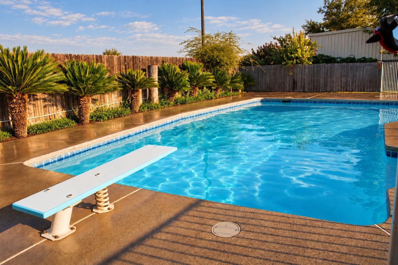 Pool with diving board